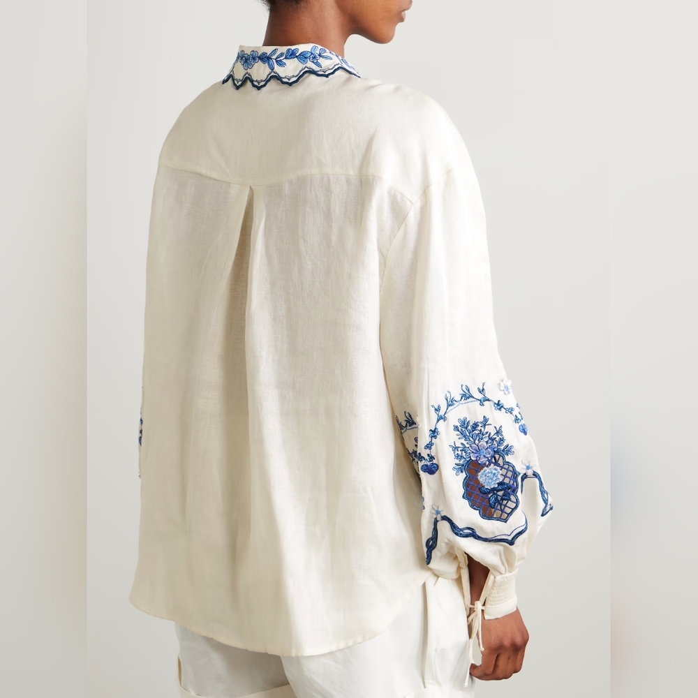 Agua By Agua Bendita Abadía appliquéd embroidered linen shirt - Picture 6 of 15